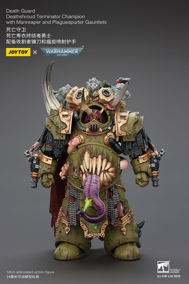 Death Guard Deathshroud Terminator Champion with Manreaper and Plaguespurter Gauntlets - main product image